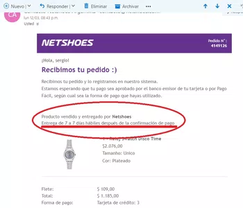 Envío del producto
