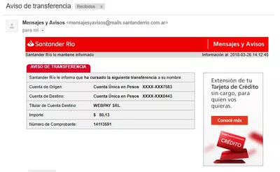 Reclamo transferencia a webpay srl para acreditar como credito en steam