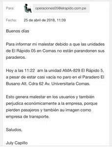 Que respeten los paraderos para recoger al usuario