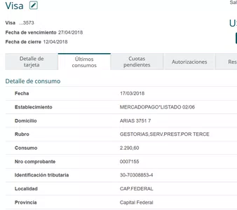 Saber el origen de los consumos en mi tarjeta de credito