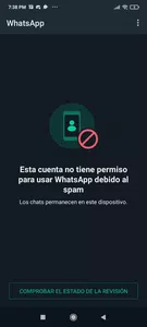 Cuenta de whatsapp suspendida