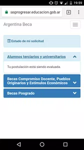 Estado de solicitud - becas progresar