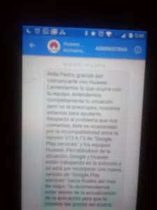 Huawei psmart, incompatibilidad con google, esa informacion me enviaron