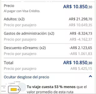 Estafa por la  web edreams al comprar boletos