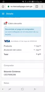 Mercadopago no devuelve el dinero de una devolución que hice a un comprador