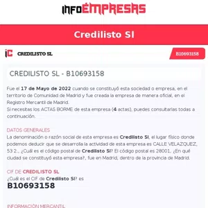 Credilisto S.L Reclamo