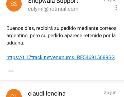 Envío del producto ya pagué
