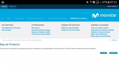 Baja del servicio de teléfono e internet