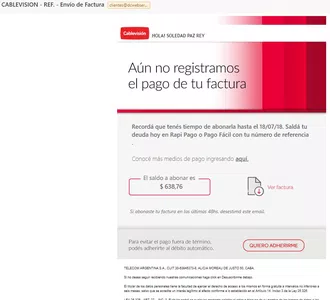 Que cablevisión deje de reclamarme cargos que no debo