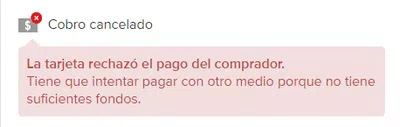 Cobro  #3927824356. la tarjeta rechazó el pago del comprador