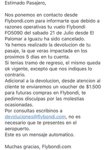 Cancelación vuelo epa igr