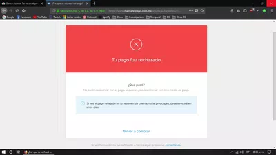 Dinero retenido por pago rechazado