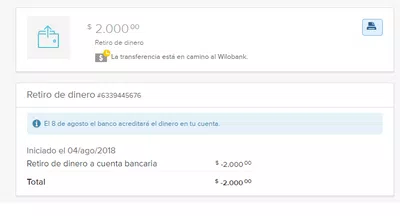 Reintegro de retiro realizado 04/08/2018 (hasta la fecha sigue en proceso)