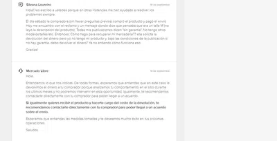 Devolución de la mercaderia o mi dinero