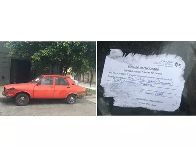 Vehículo abandonado en la calle carlos gardel entre chacabuco y pacheco olivos!