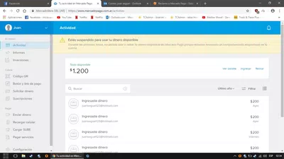 Estás suspendido para usar tu dinero disponible