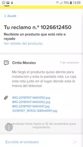 Smart tv bgh 49' recibido roto