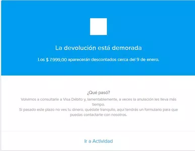 Devolucion de pago de 8000 pesos