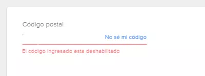 El código ingresado esta deshabilitado