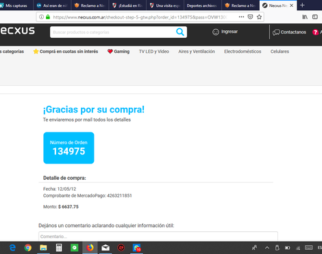 Que me envíen el producto comprado o que me devuelvan el dinero de la compra