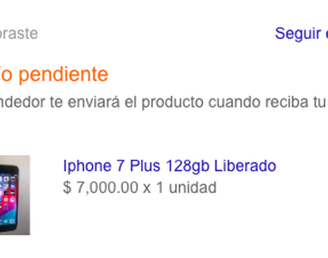 El vendedor te enviara el producto cuando reciba tu pago