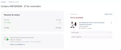 Envío rechazado con pago acreditado