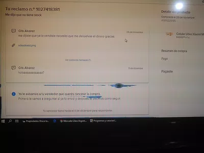 Hice un reclamo por que compre con mercado pago y el vendedor no me dio el envio