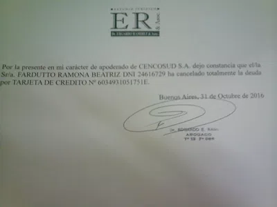 Cencosur pague a travez del estudio ramirez sin deuda ,pero estoy en veraz