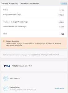 Contracargo por denuncia de tarjeta - cobro