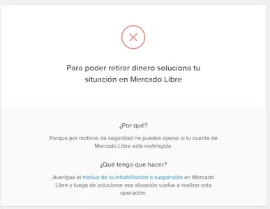 No puedo retirar el dinero de mi cuenta de mercado pago