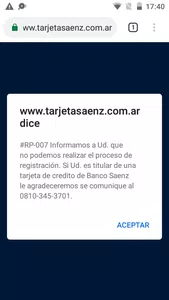 Solución para obtener la tarjeta saenz