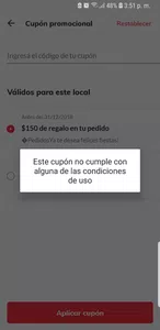 Poder usar cupones