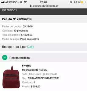 Pedido no recibido y en la empresa dice que esta entregado