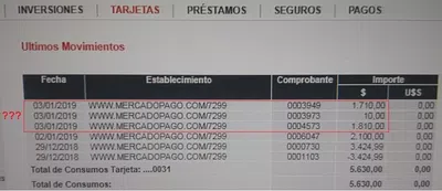 Mercado pago debitó en tarjeta crédito compras q no hice ni están en mi cuenta