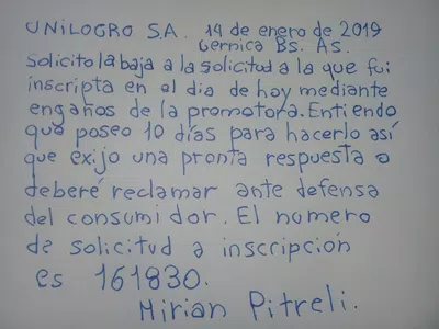 Exijo la baja, me mintió la promotora