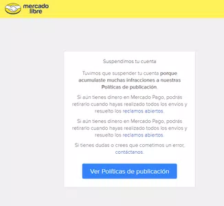Mercado libre suspendió mi cuenta y no me da respuesta alguna
