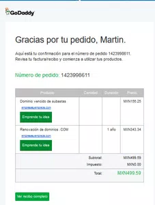 Dominio comprado no entregado
