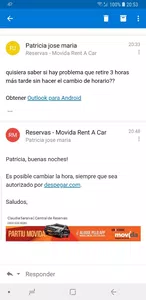Cambio de horario de retiro de un auto