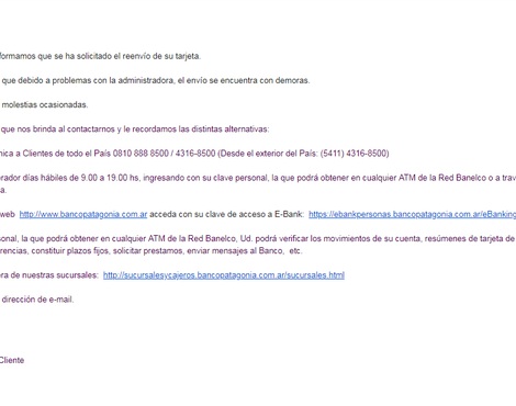 Imposible solicitar la tarjeta de mercadopago banco patagonia