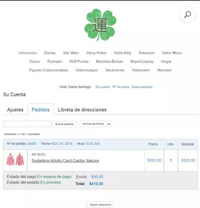 Aclaración de status pedido