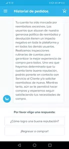 Solo quiero que me quiten que mi cuenta esta marcada por excesos de reembolso