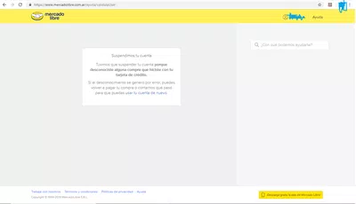 Cuenta suspendida en mercado libre por desconocimiento de compra