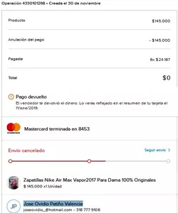 Devolucion del dinero
