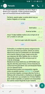 Reclamos 2x1 entrega incompleta