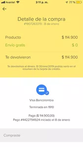 La devolución del pago