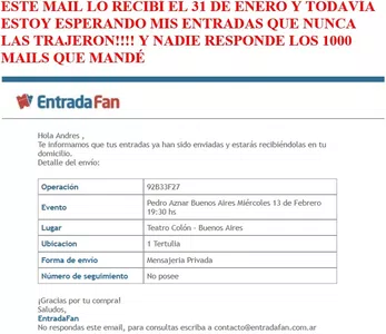 Necesito mis entradas para el 13 de febrero pero hoy!