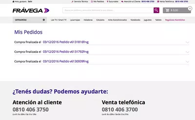 Compra efectuada por web