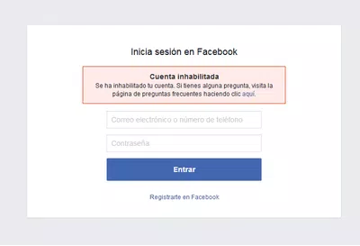 Mi cuenta de facebook fue inabilitada sin razon alguna