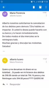 Reintegro.. de dos debitos mi prestamo esta cancelado