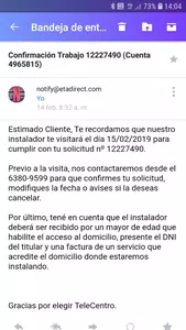 Incumplimiento día y horario instalación